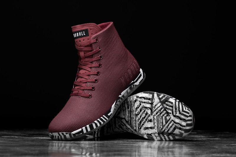 Dark / Red Nobull High-Top Cabernet Zebra Women's Trainers | CA C2056T